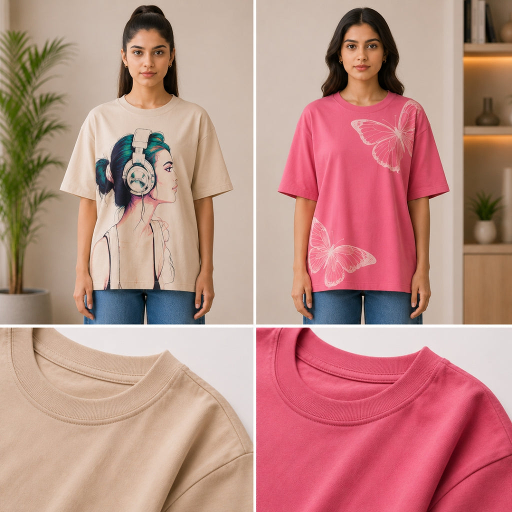 Oversized Printed T-Shirt Combo Pack | 2 Stylish Tees | TT-02