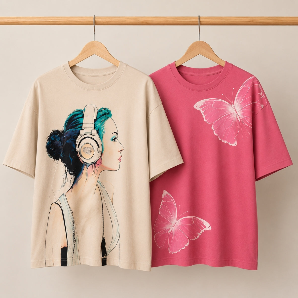 Pack of 2 Casual T-Shirts | Oversized Printed T-Shirt Combo Pack |  TT-012