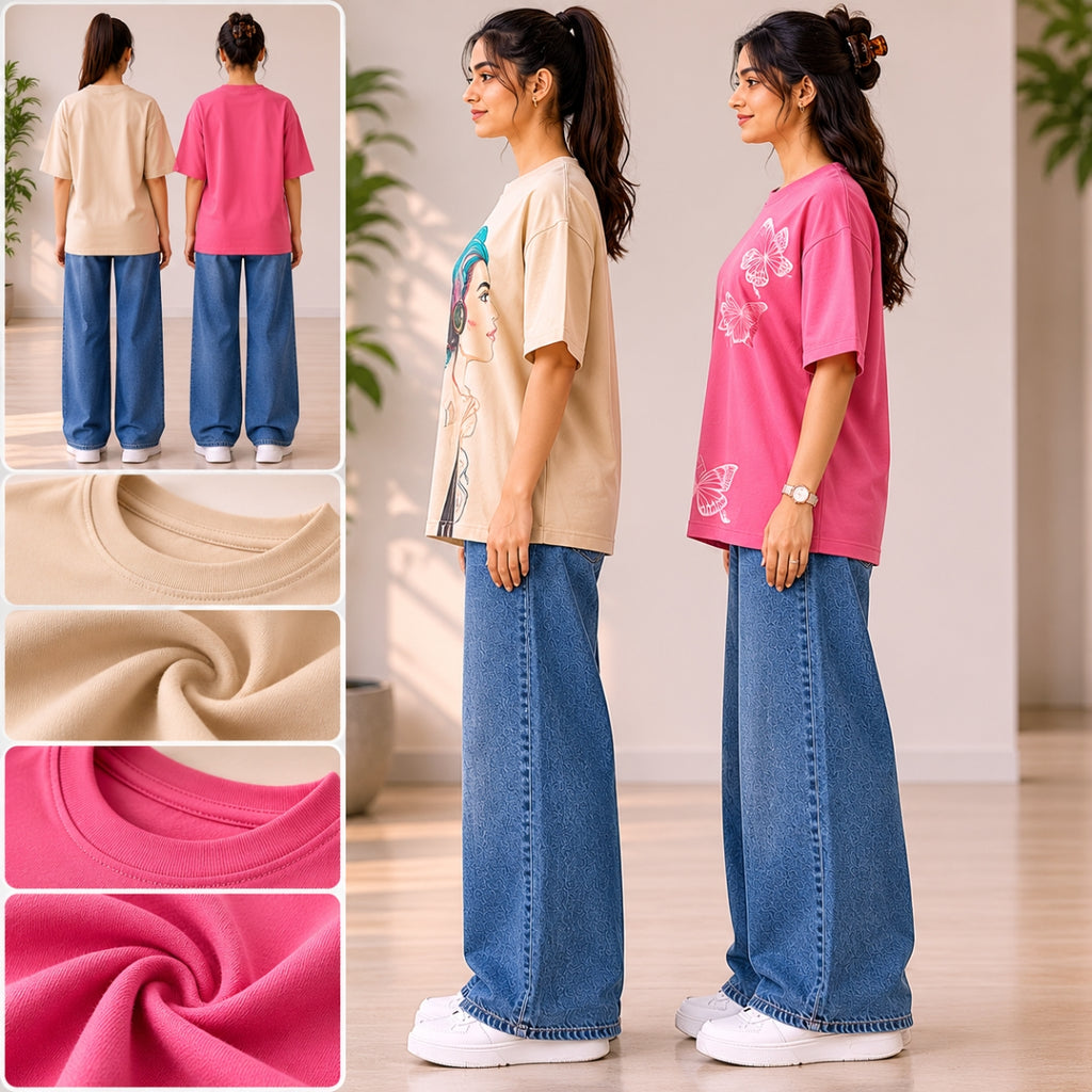Oversized Printed T-Shirt Combo Pack | 2 Stylish Tees | TT-02