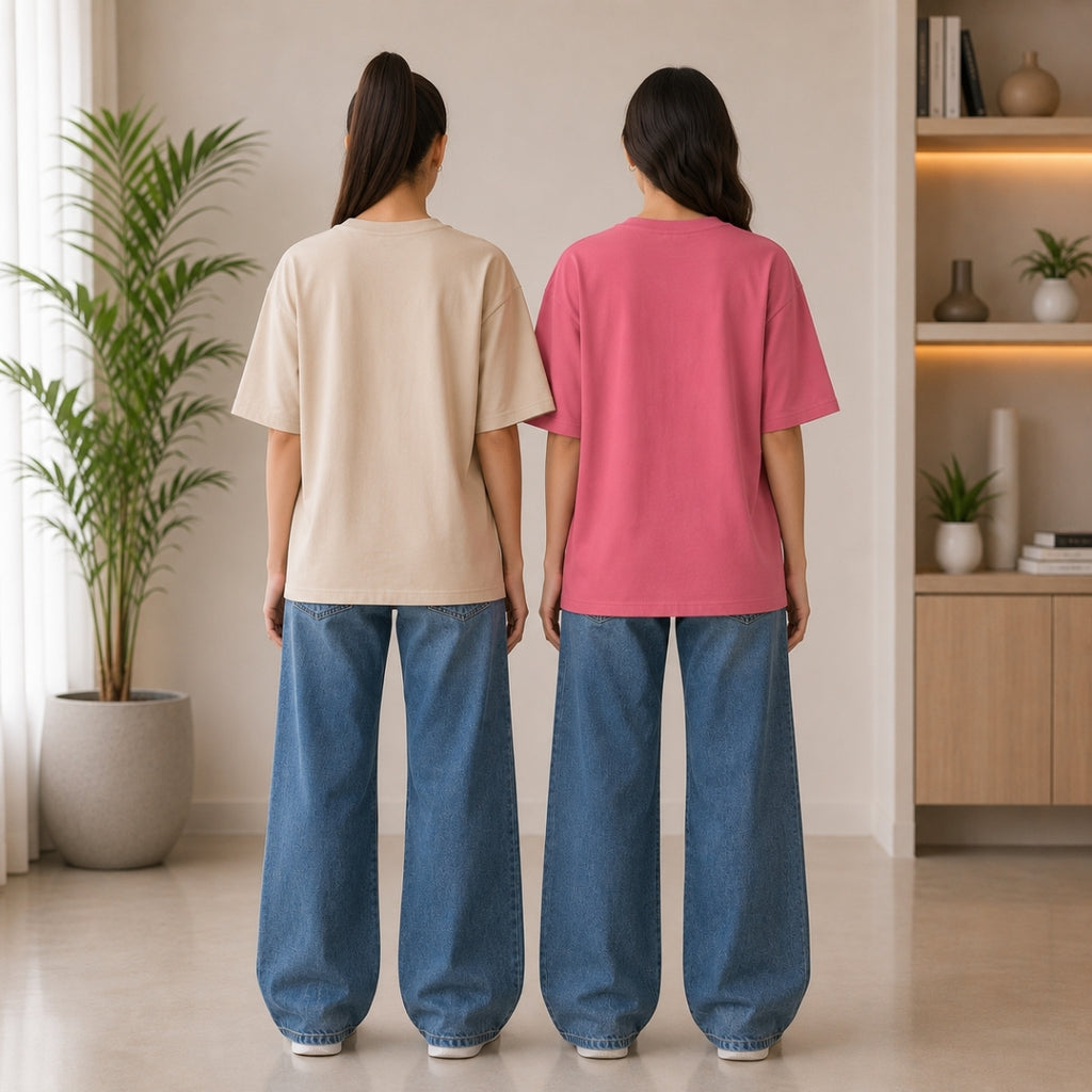 Pack of 2 Casual T-Shirts | Oversized Printed T-Shirt Combo Pack |  TT-012