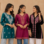 3 Chikankari Embroidery Short Kurtis | CSK-05