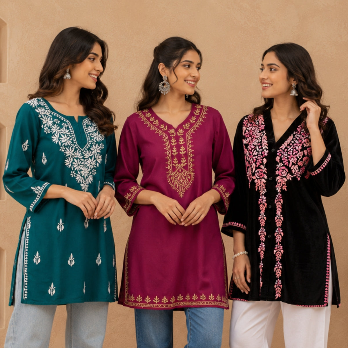 3 Chikankari Embroidery Short Kurtis | CSK-05