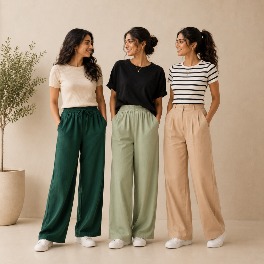 Pack of 3  Women Cotton T-Shirt Trouser Set (T-15)