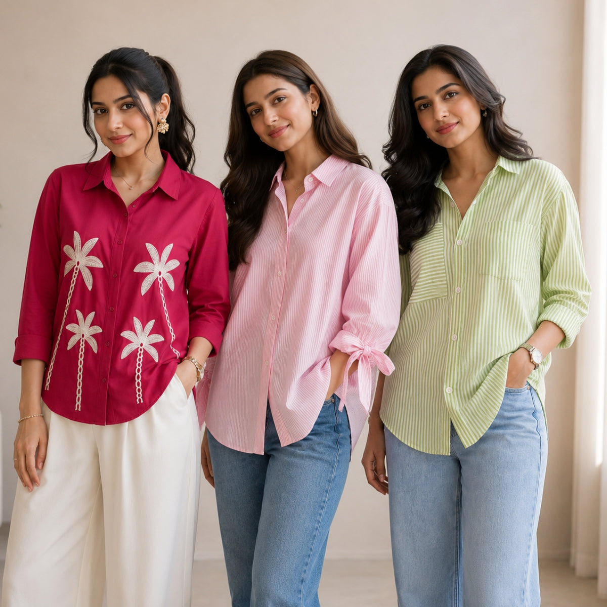3 Casual Cotton Shirt For Women-Everyday Comfort Shirts |SC-04