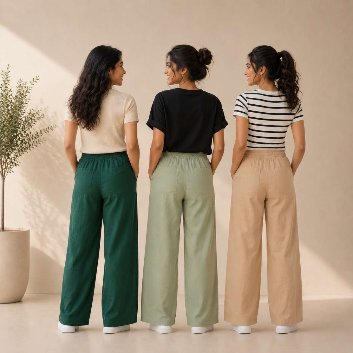 Pack of 3  Women Cotton T-Shirt Trouser Set (T-15)