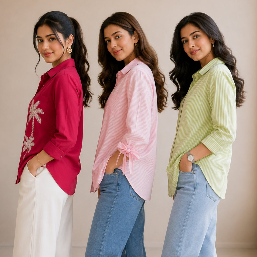 3 Casual Cotton Shirt For Women-Everyday Comfort Shirts |SC-04