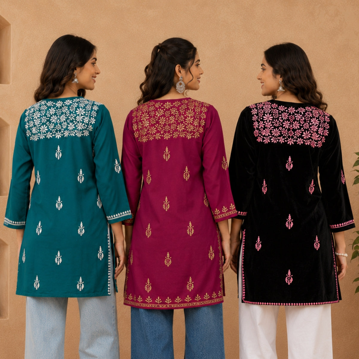 3 Chikankari Embroidery Short Kurtis | CSK-05