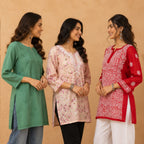 3 Chikankari Embroidery Short Kurtis | CSK-06