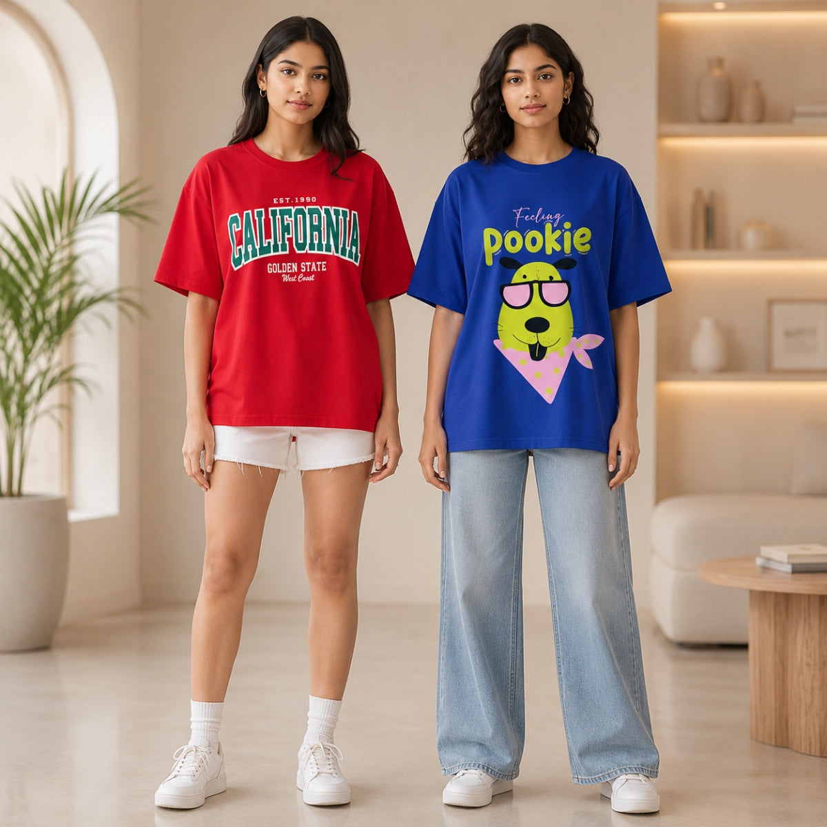Oversized Printed T-Shirt Combo Pack | Pack of 2 Trendy Tees | TT-03