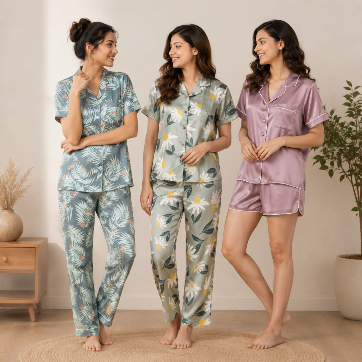 3-Pack | Cotton Night Suit | Floral Printed Wear | NG-012