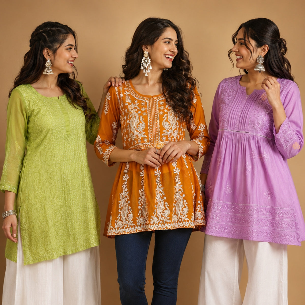 3 Chikankari Short Kurtis | CSK-01