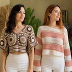 Women’s Crochet Knit Tops | Pack of 2 | Casual Summer Loose Fit Pullover