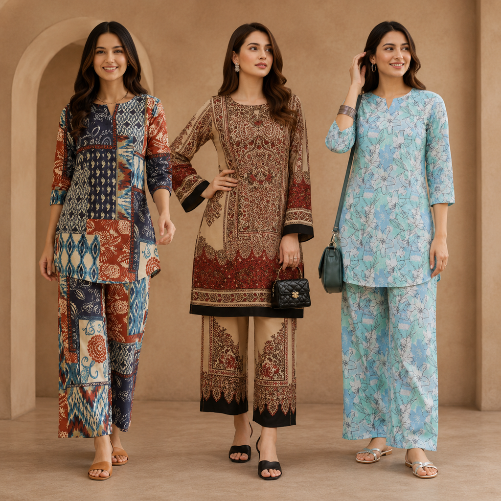 Printed Co-Ord | Pack of 3 | Casual Ethnic Fusion Wear | CC-014