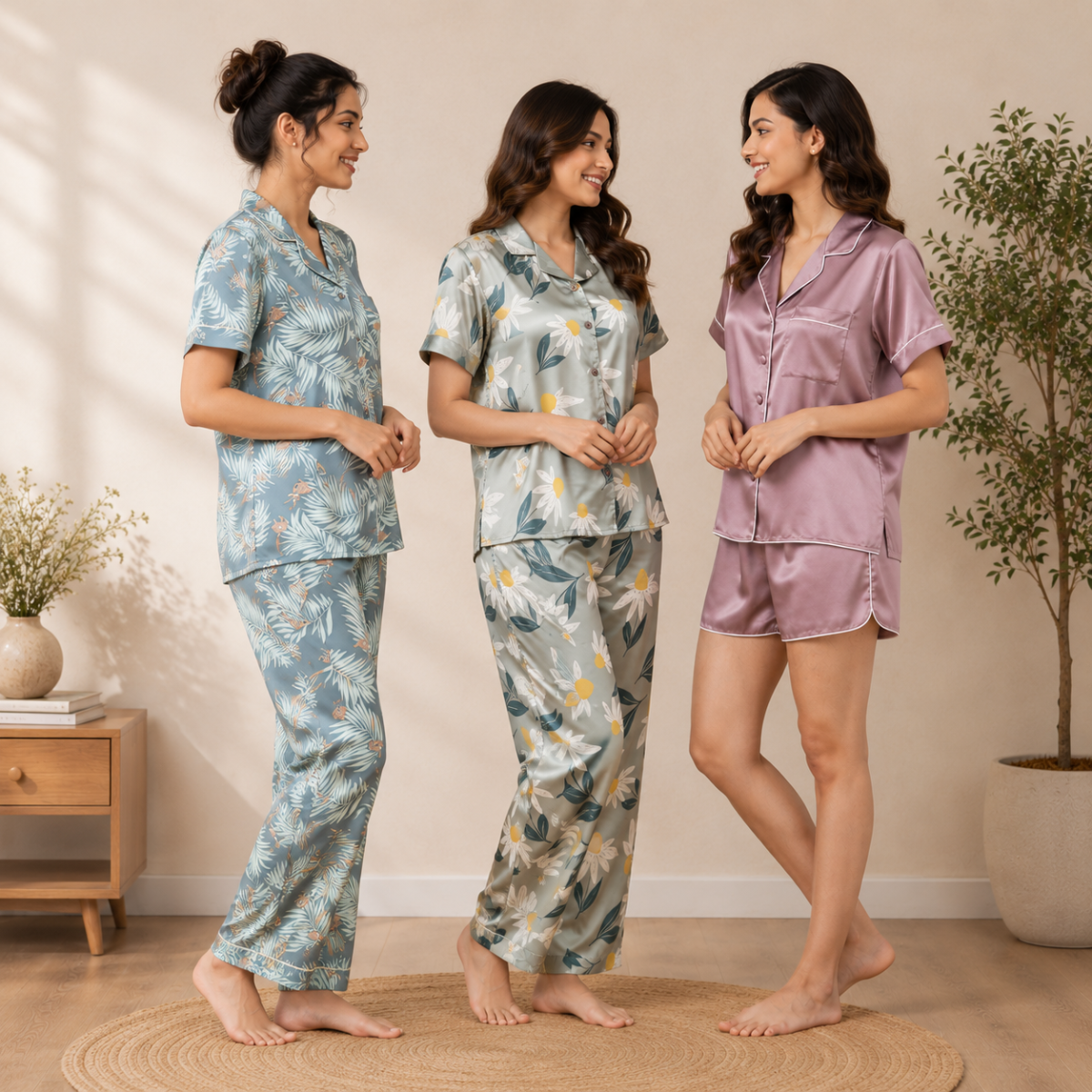 3-Pack | Cotton Night Suit | Floral Printed Wear | NG-012