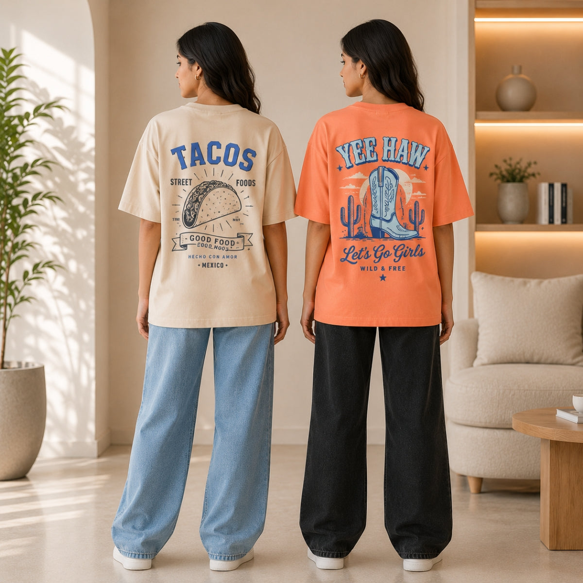 Oversized Printed T-Shirt Combo Pack | Pack of 2 Casual Tees | TT-04