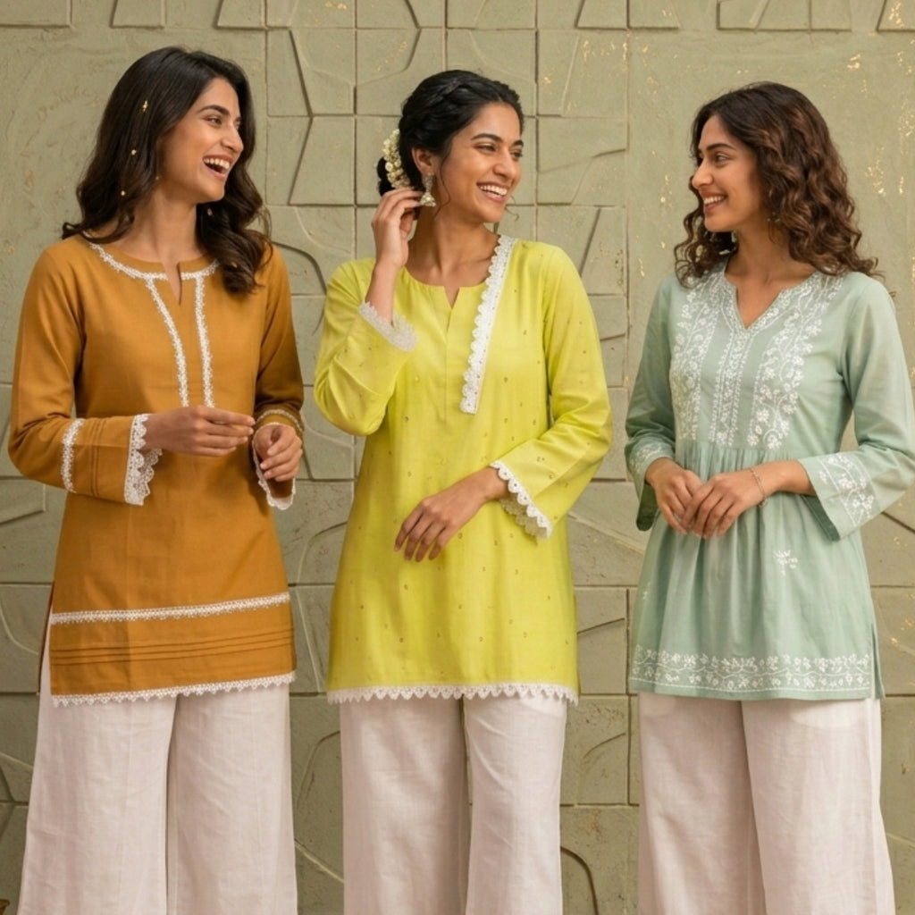 3 Chikankari Embroidery Short Kurtis | CSK-08