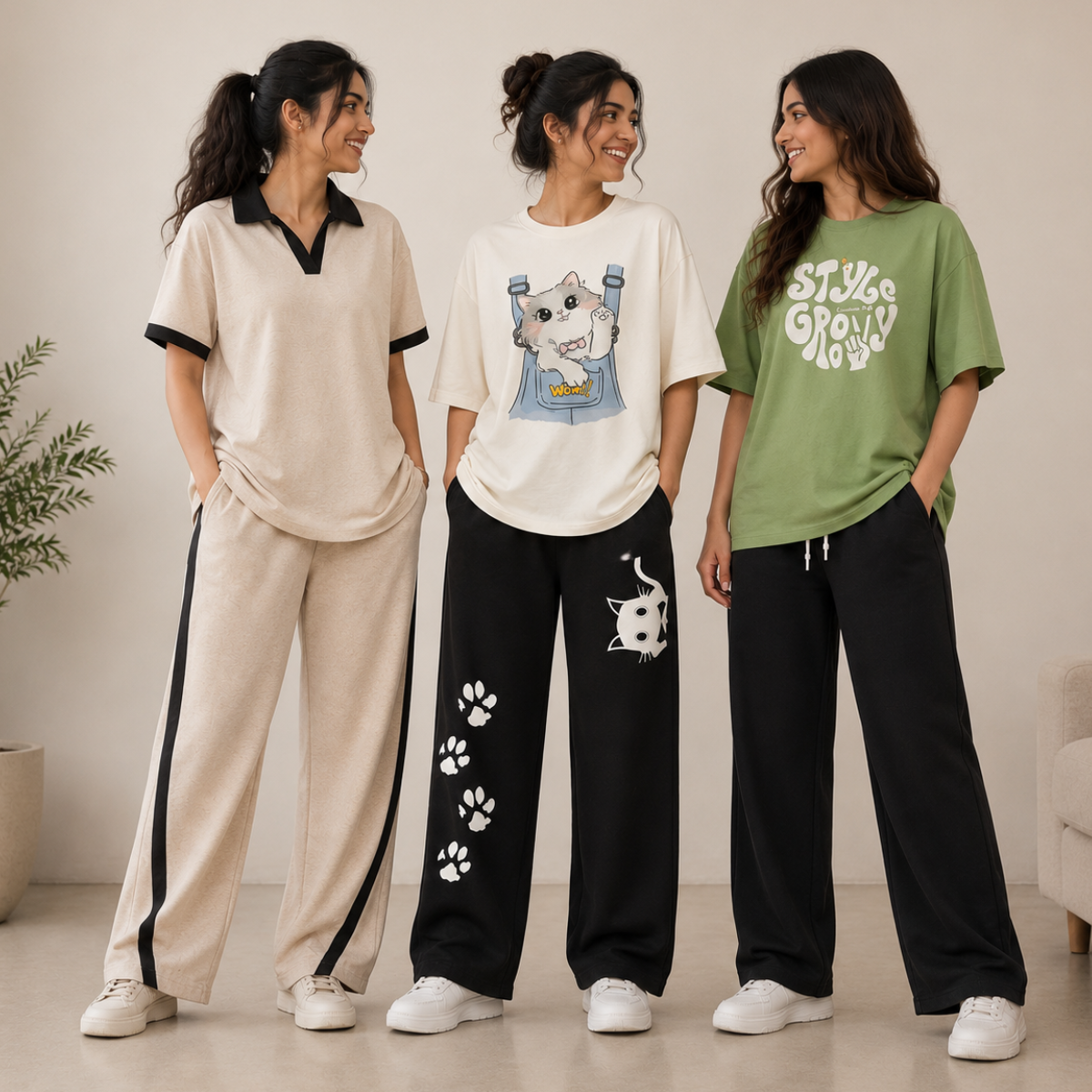 3 T-Shirt With Trouser Daily Wear Combo ( T8 )