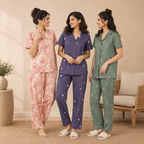 3-Pack | Cotton Night Suit | Floral Printed Wear | NG-013