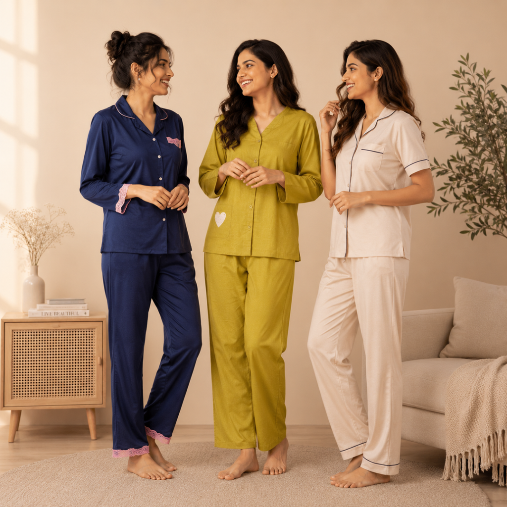 3-Pack | Cotton Night Suit | Floral Printed Wear | NG-016