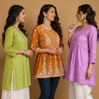 3 Chikankari Short Kurtis | CSK-01