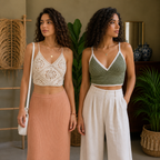 Women’s Crochet Bralette Tops | Pack of 2 | Sleeveless Summer Knit Crop Tops