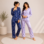 Women’s Satin Floral Night Suit | Pack of 2 | Sleepwear Co-Ord Set
