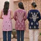 3 Chikankari Embroidery Short Kurtis | CSK-10