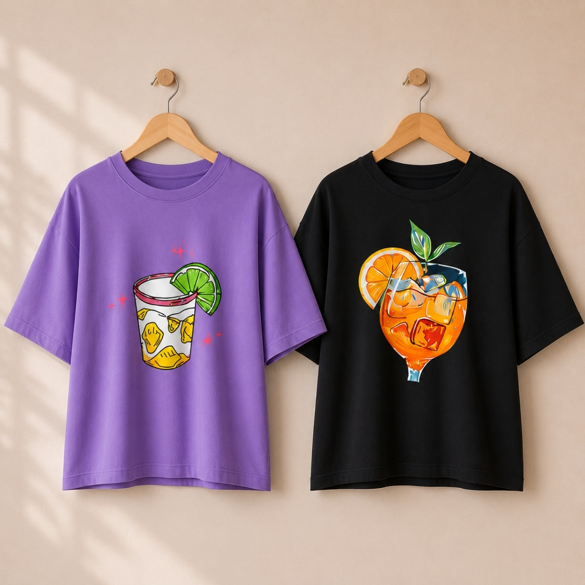Pack of 2 Casual T-Shirts | Oversized Printed T-Shirt Combo Pack |  TT-011