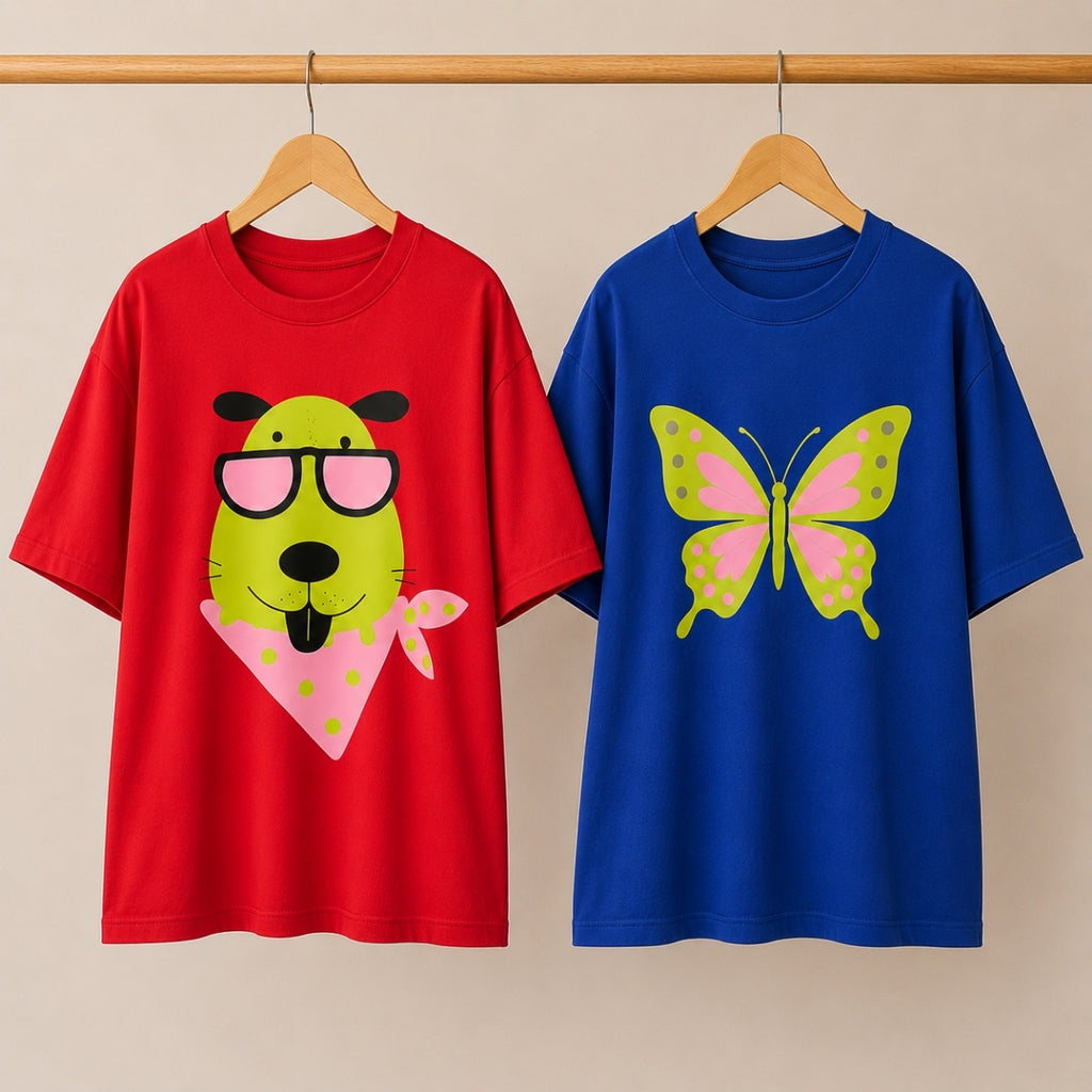 Pack of 2 Casual T-Shirts | Oversized Printed T-Shirt Combo Pack |  TT-015