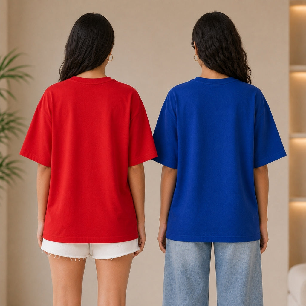 Pack of 2 Casual T-Shirts | Oversized Printed T-Shirt Combo Pack |  TT-015