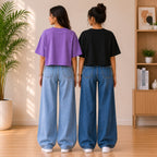 2 Pack Women’s Crop T-Shirt | Casual Oversized Graphic Tee |TT-01