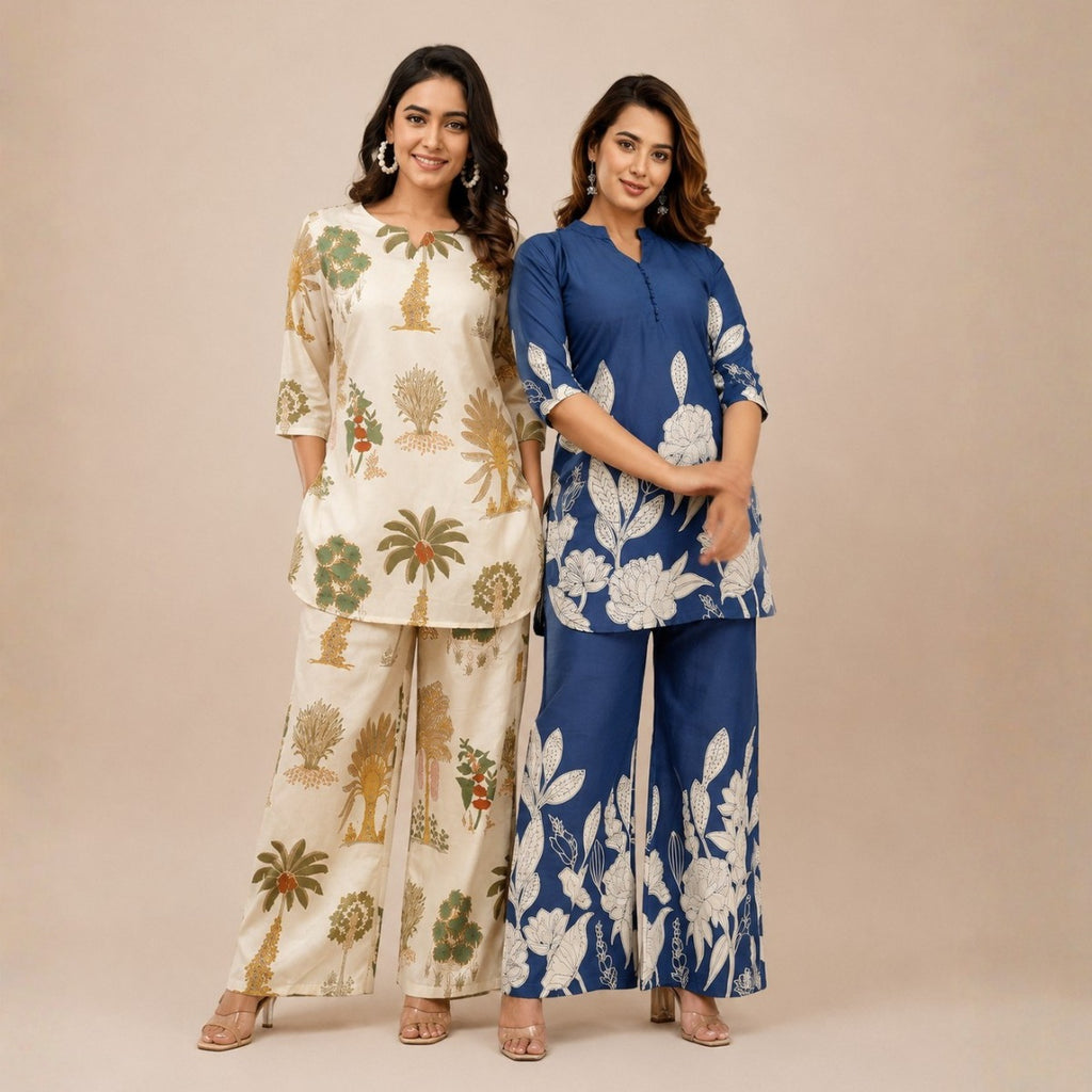 Floral Printed Co-Ord for Women |  Ethnic Lounge Wear