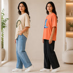 Pack of 2 Casual T-Shirts | Oversized Printed T-Shirt Combo Pack |  TT-014
