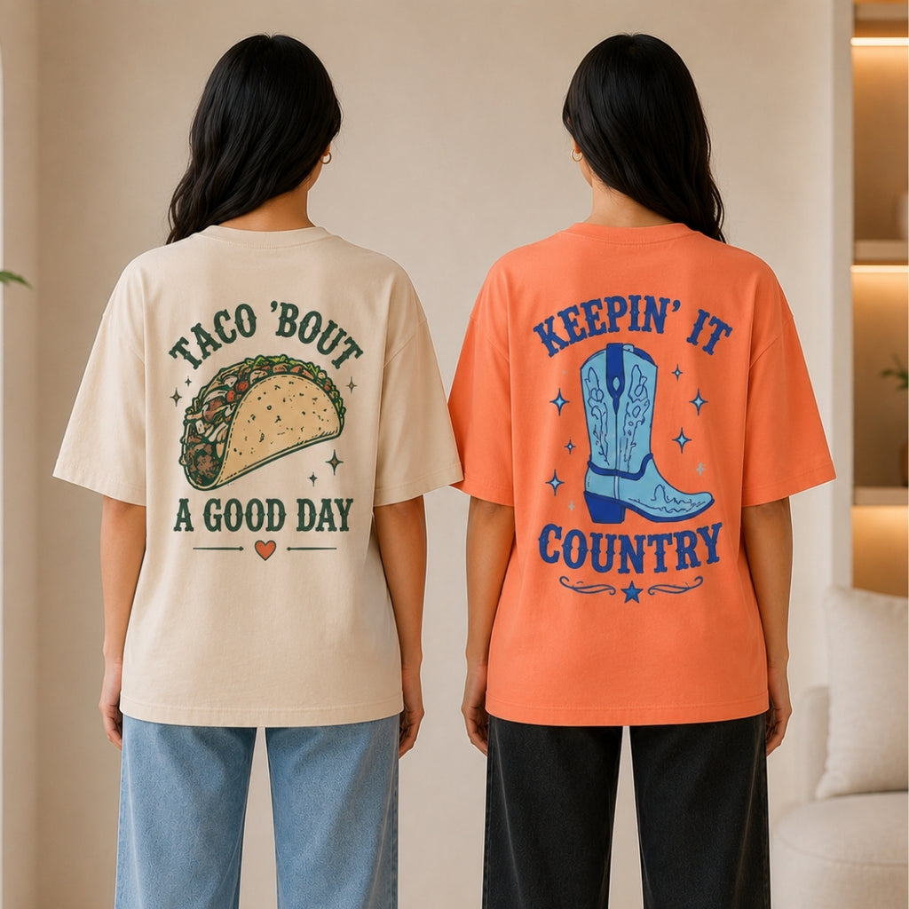 Pack of 2 Casual T-Shirts | Oversized Printed T-Shirt Combo Pack |  TT-014