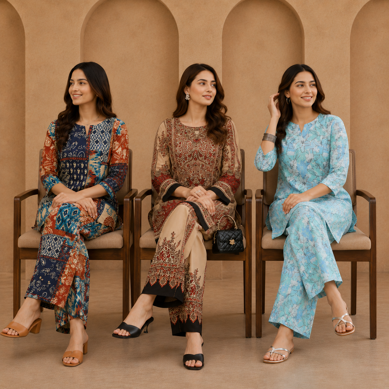 Printed Co-Ord | Pack of 3 | Casual Ethnic Fusion Wear | CC-014