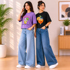 2 Pack Women’s Crop T-Shirt | Casual Oversized Graphic Tee |TT-01