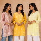 3 Chikankari Short Kurtis | CSK-03