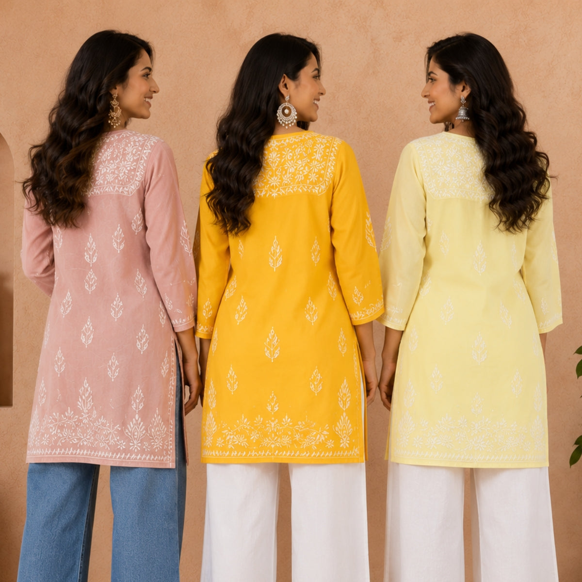 3 Chikankari Short Kurtis | CSK-03