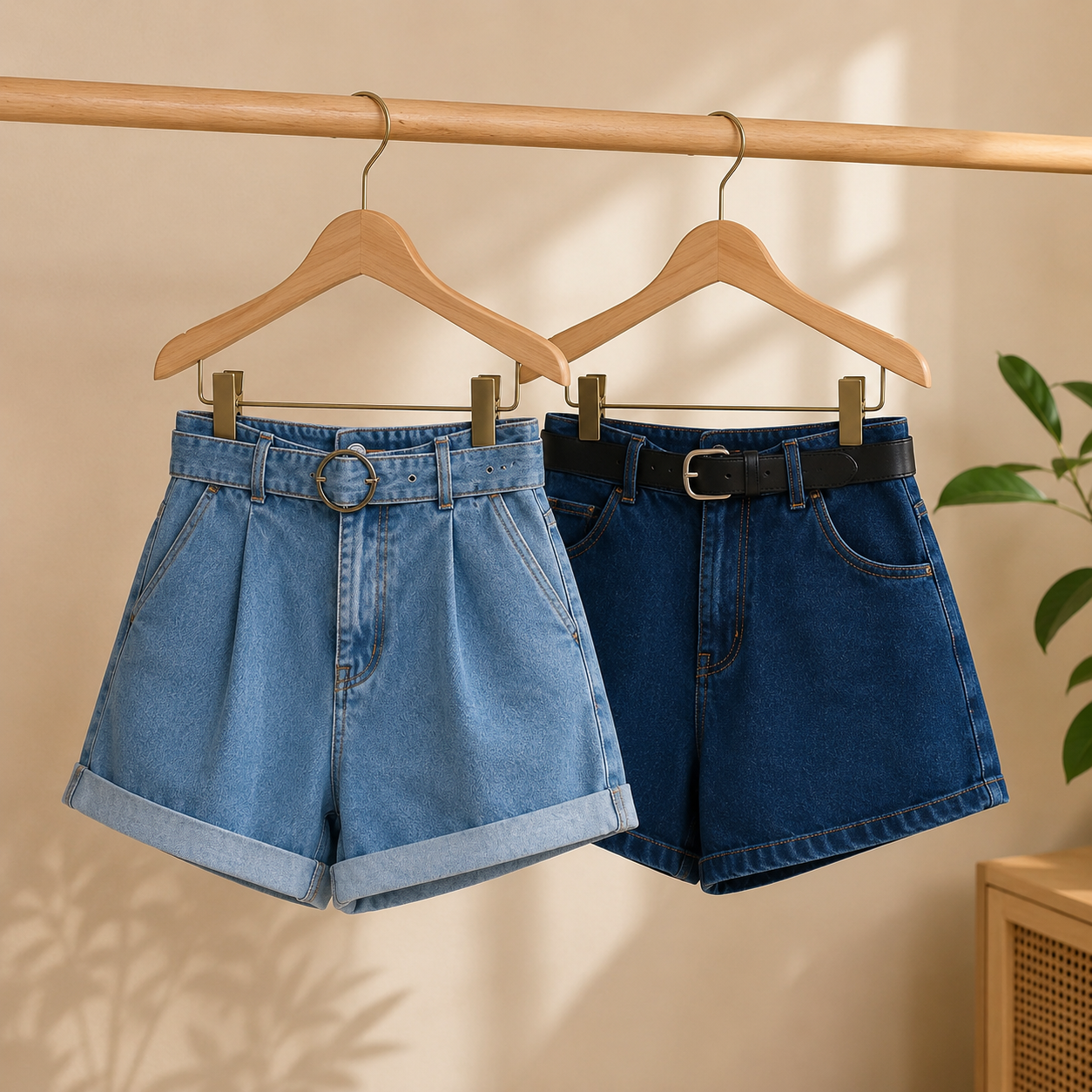 Women’s High Waist Denim Shorts | Pack of 2 | Casual Daily Wear Shorts For Women