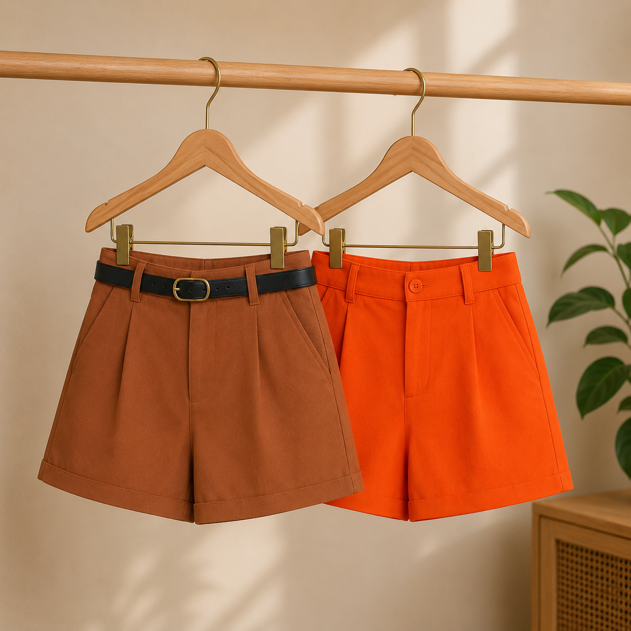 Women’s High Waist Casual Shorts | Pack of 2 | Solid Color Everyday Wear Shorts