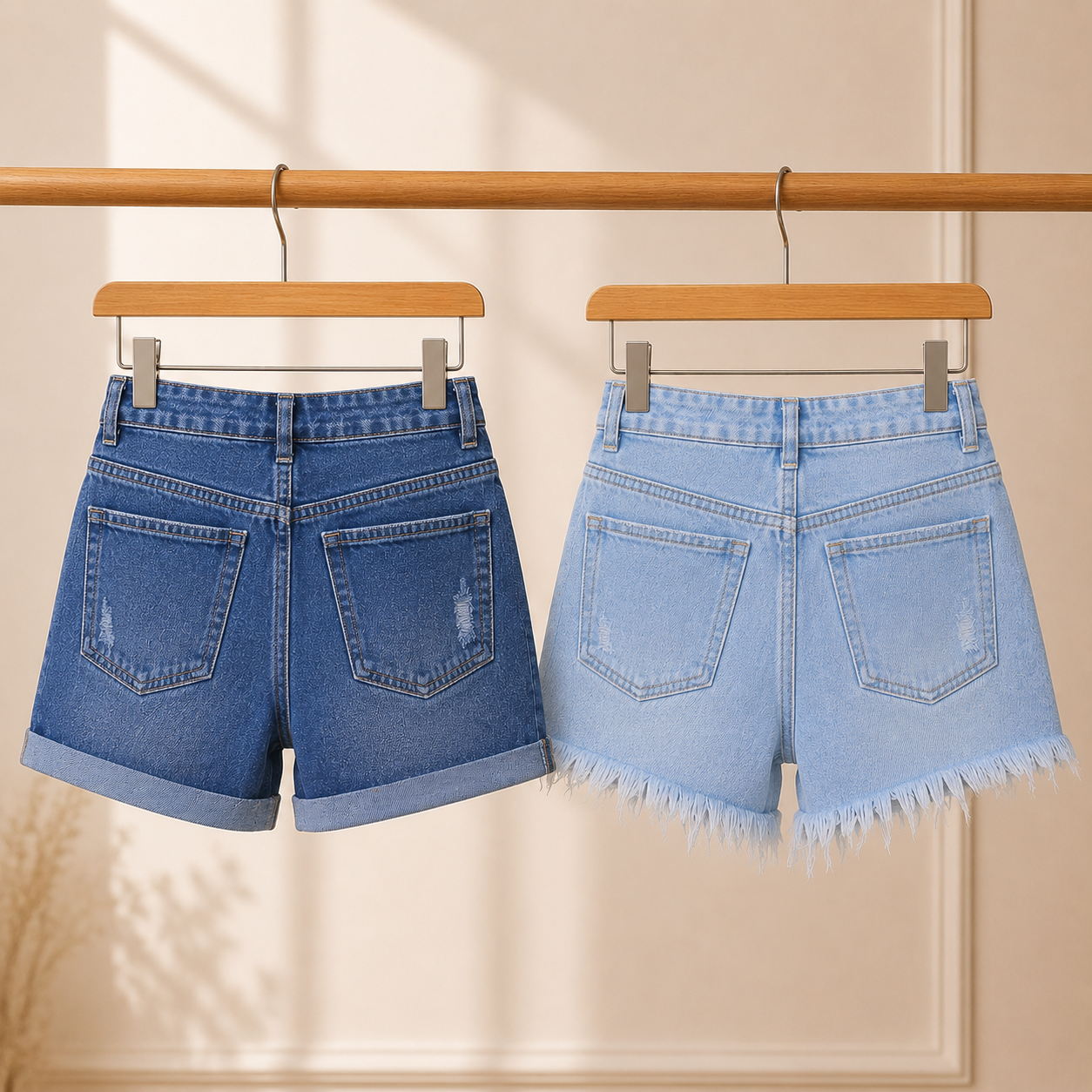 Women’s Denim Casual Shorts | Pack of 2 | High Waist Distressed Daily Wear Shorts