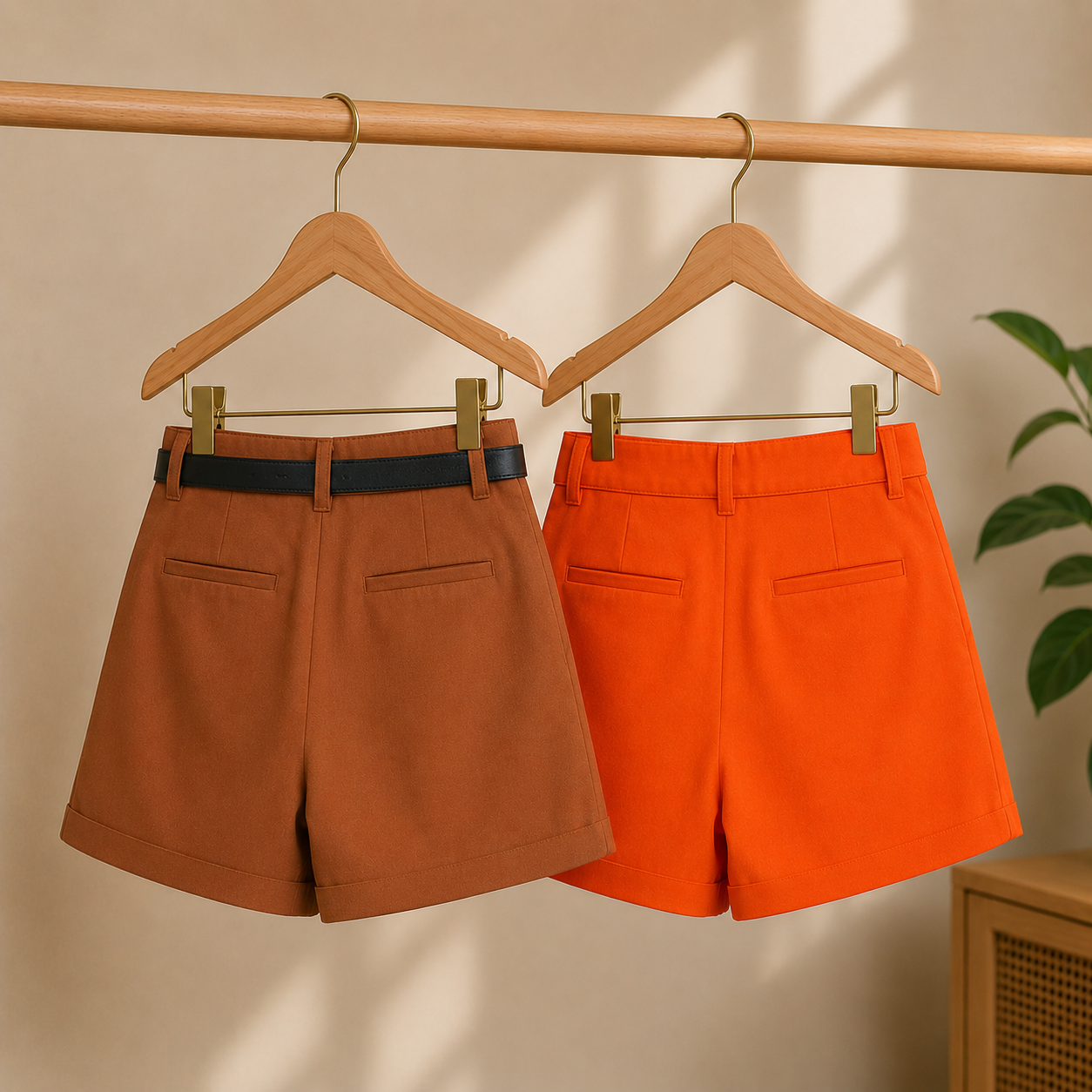Women’s High Waist Casual Shorts | Pack of 2 | Solid Color Everyday Wear Shorts