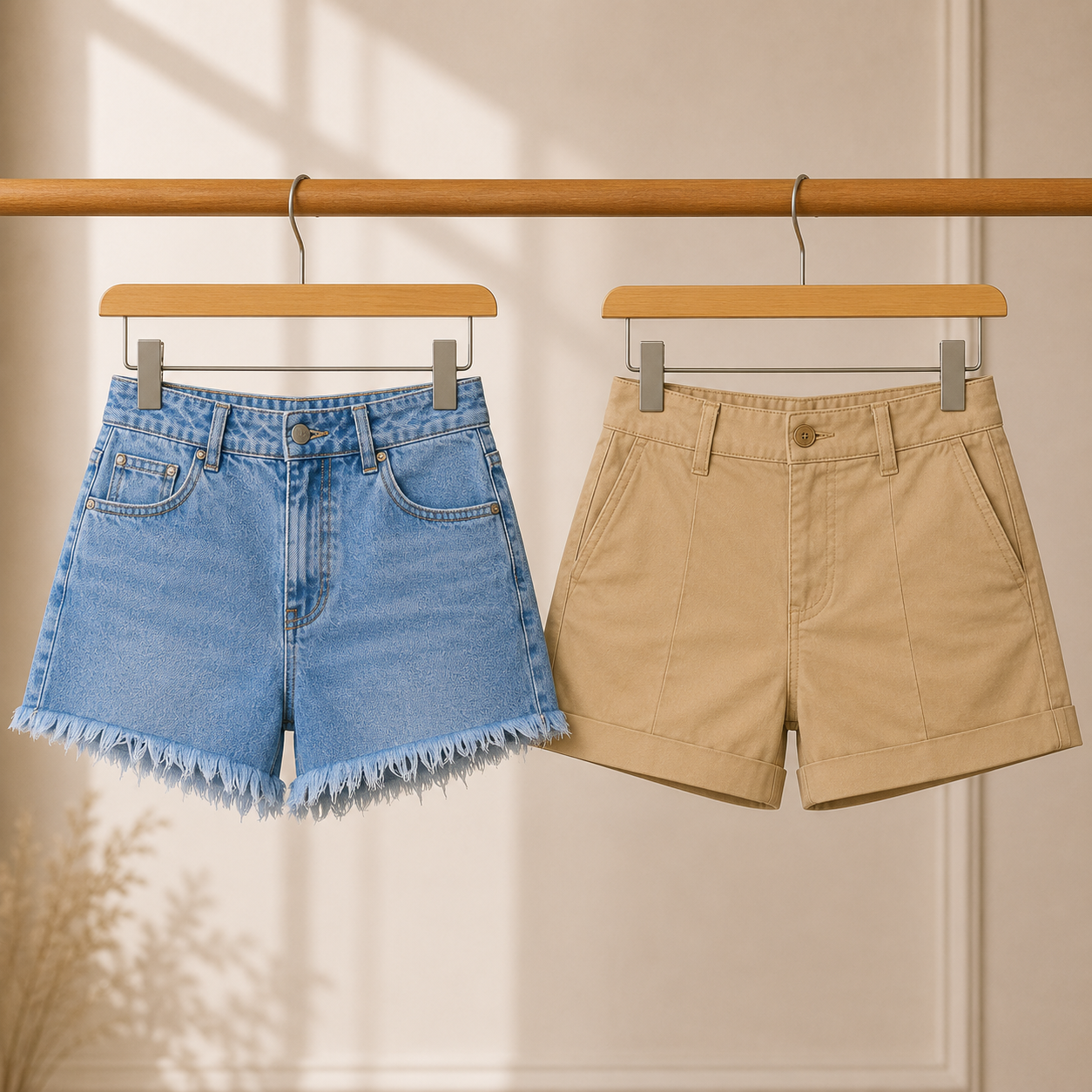 Women’s Casual Summer Shorts | Pack of 2 | High Waist Denim & Cotton Shorts Pack