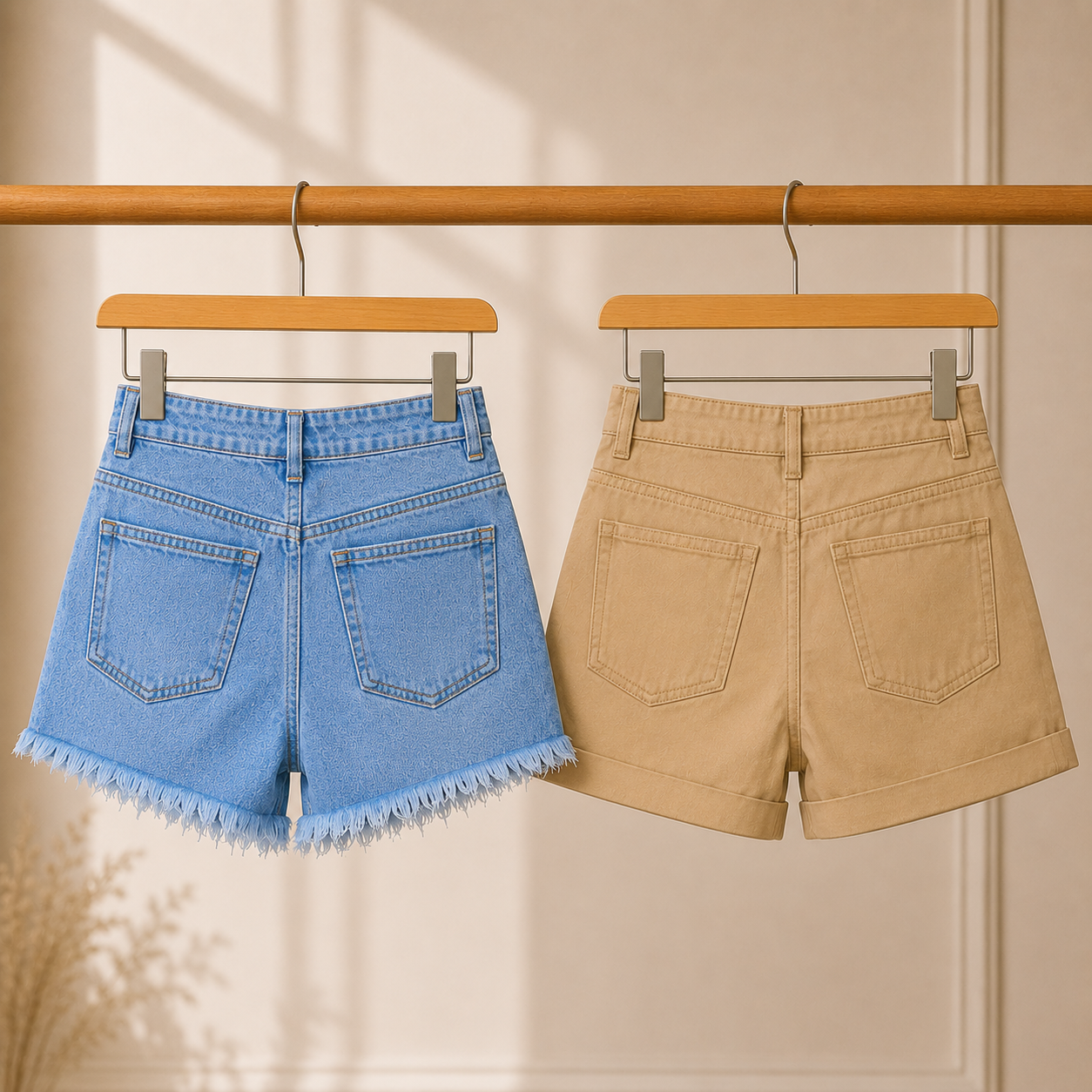 Women’s Casual Summer Shorts | Pack of 2 | High Waist Denim & Cotton Shorts Pack
