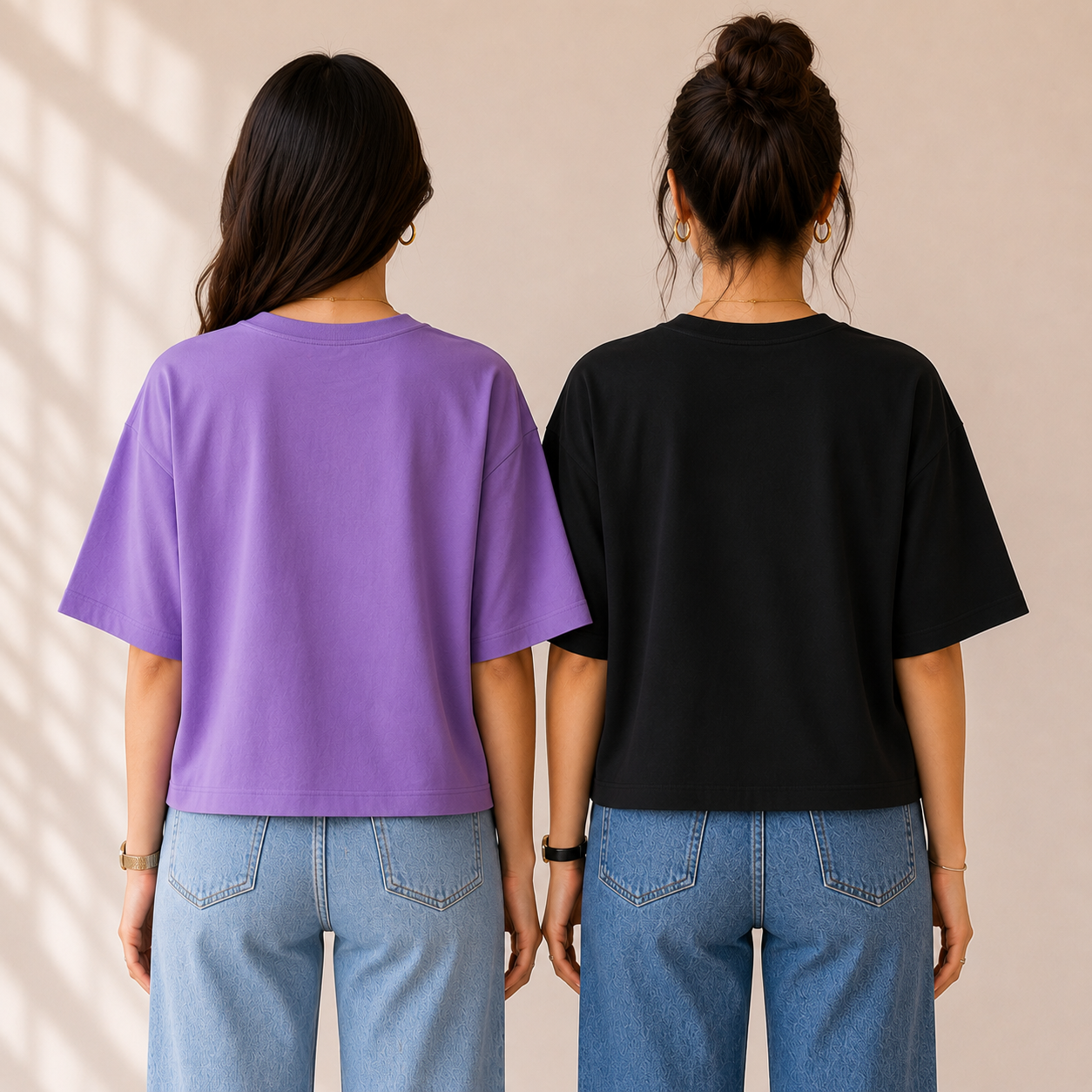 2 Pack Women’s Crop T-Shirt | Casual Oversized Graphic T-Shirts |TT-01