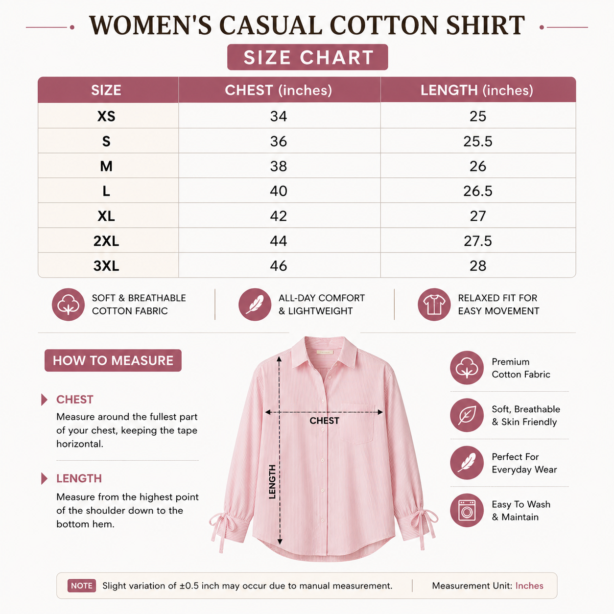 3 Casual Cotton Shirt For Women-Everyday Comfort Shirts |SC-03