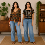 Women’s Crochet Knit Tops | Pack of 2 | Casual Patchwork Pattern Summer Wear