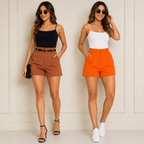 Women’s High Waist Casual Shorts | Pack of 2 | Solid Color Everyday Wear Shorts